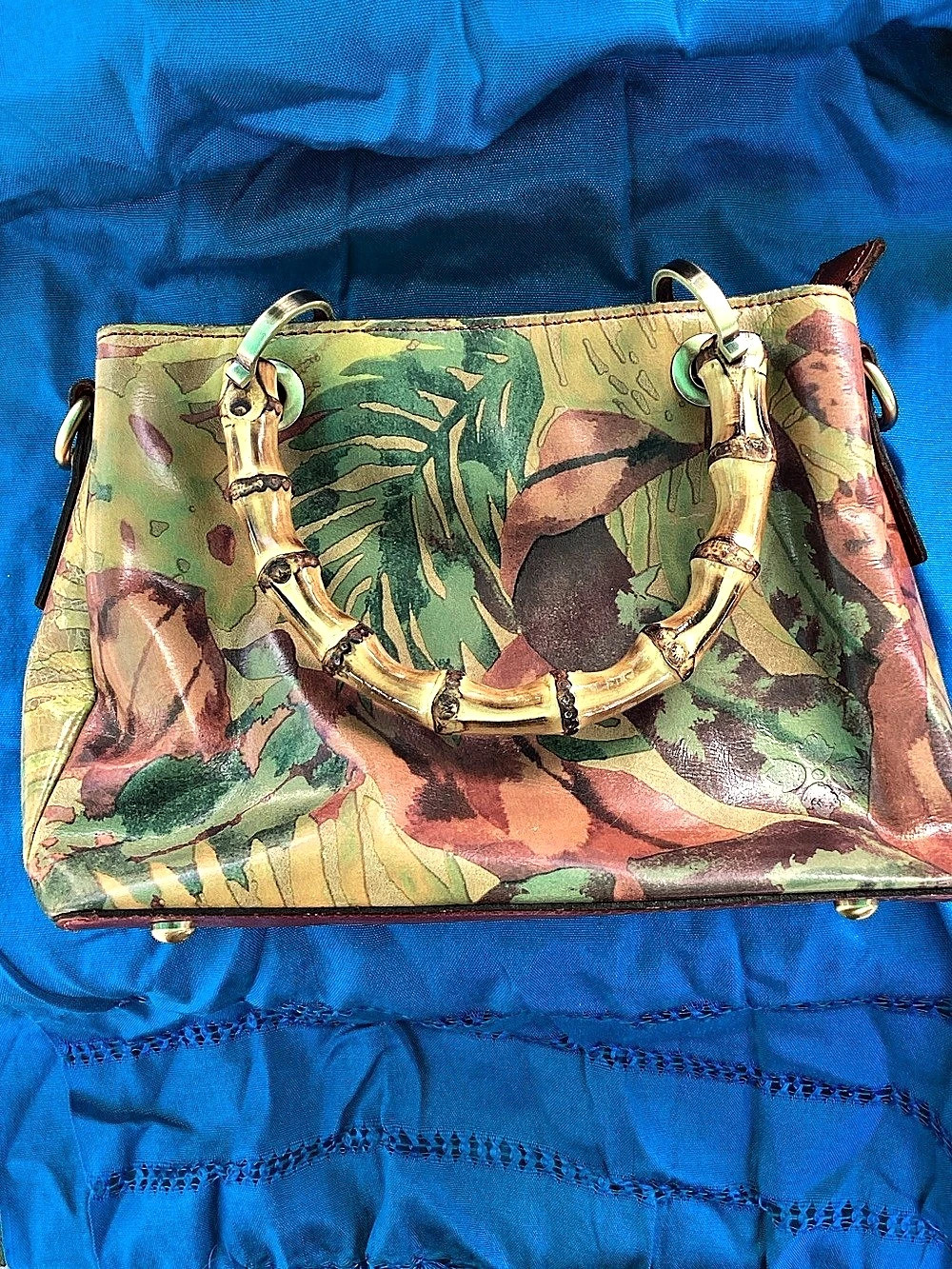 Abstract Satchel in Green & Brown